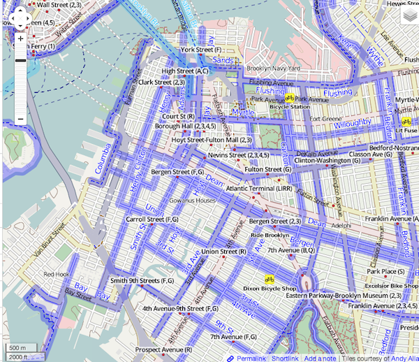 Brooklyn Bike paths in OSM