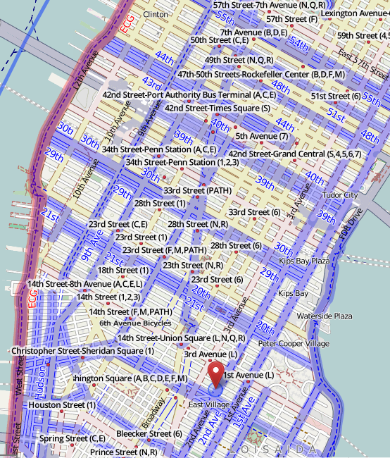 Manhattan bike paths in OSM